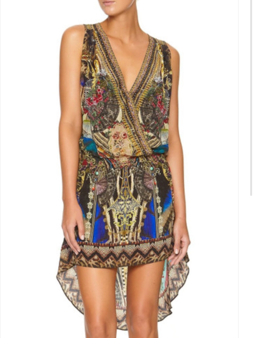 Camilla crossover mini silk dress Stronger Together -XXL